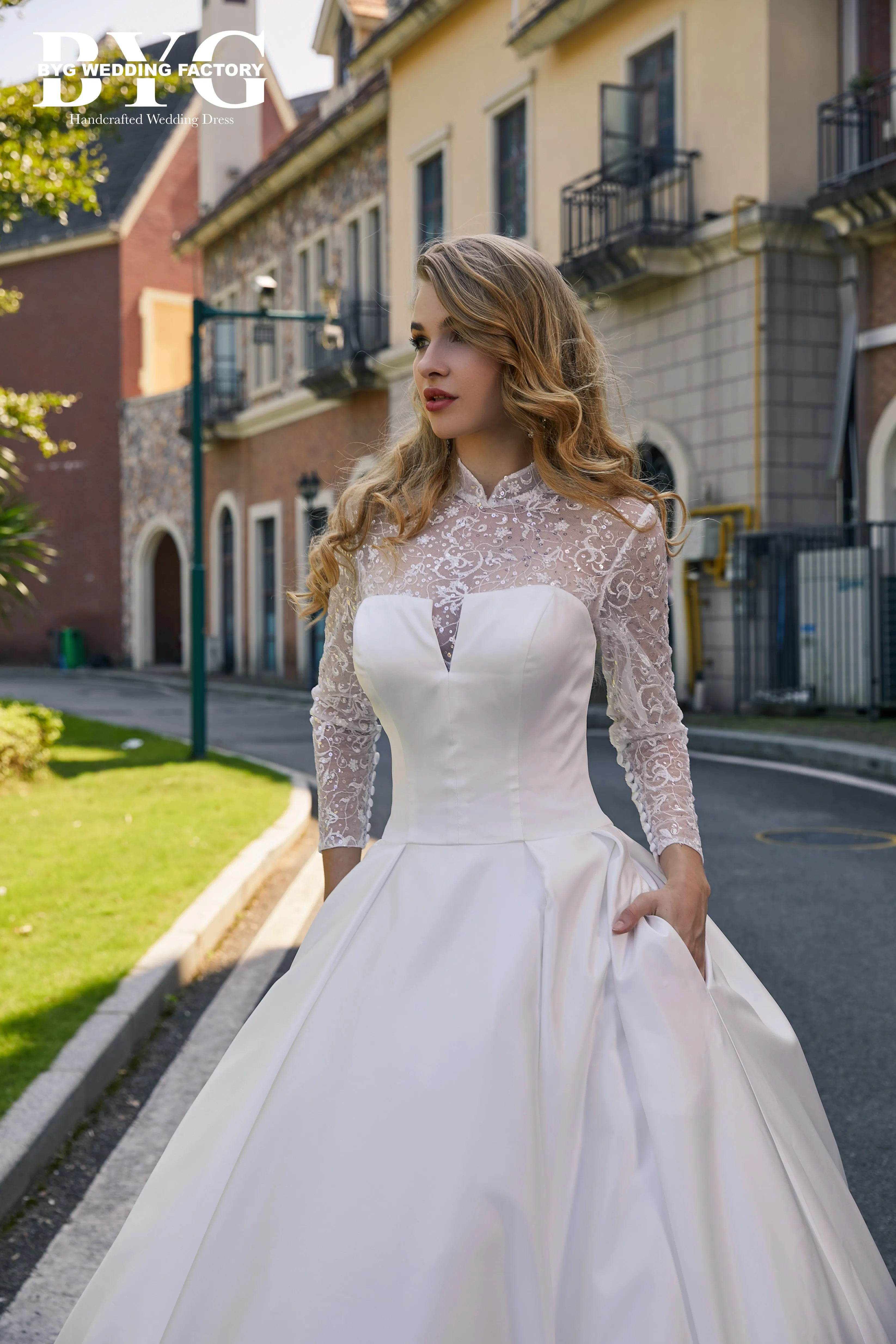 BYG #29712 two in one elegance satin wedding dress