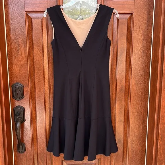 Cache Black Mermaid Hem Dress with Laser Cut Design Sz 6