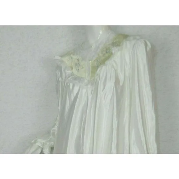 Cachet Nightgown Size Medium White Satin Prairie Romantic Vintage Deadstock
