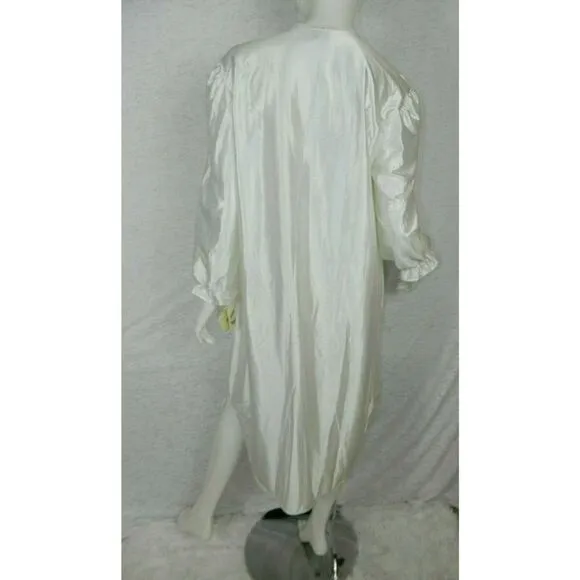 Cachet Nightgown Size Medium White Satin Prairie Romantic Vintage Deadstock