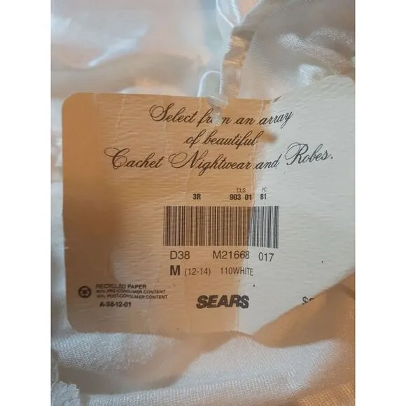 Cachet Nightgown Size Medium White Satin Prairie Romantic Vintage Deadstock