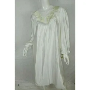 Cachet Nightgown Size Medium White Satin Prairie Romantic Vintage Deadstock