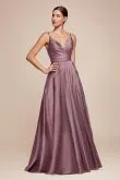 CD 7485 - Satin A-Line Prom Gown with Gathered Sweetheart Neckline & Leg Slit