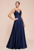 CD 7485 - Satin A-Line Prom Gown with Gathered Sweetheart Neckline & Leg Slit