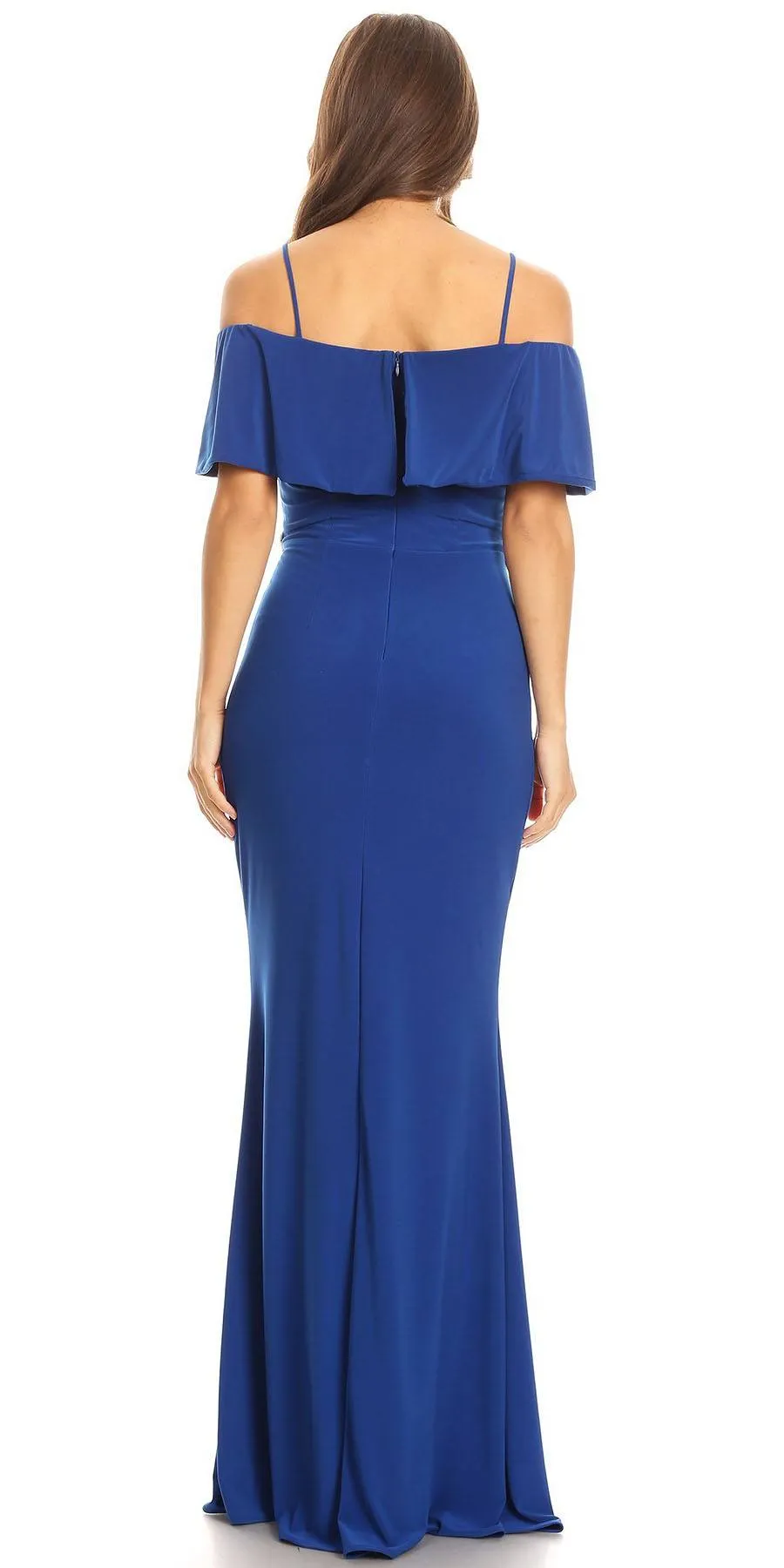 Celavie 6332 Floor Length Column Gown Off Cold Shoulder