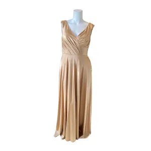 CHRISTINA WU Style 48010 Long Satin Gown Gold Size 14 NWT