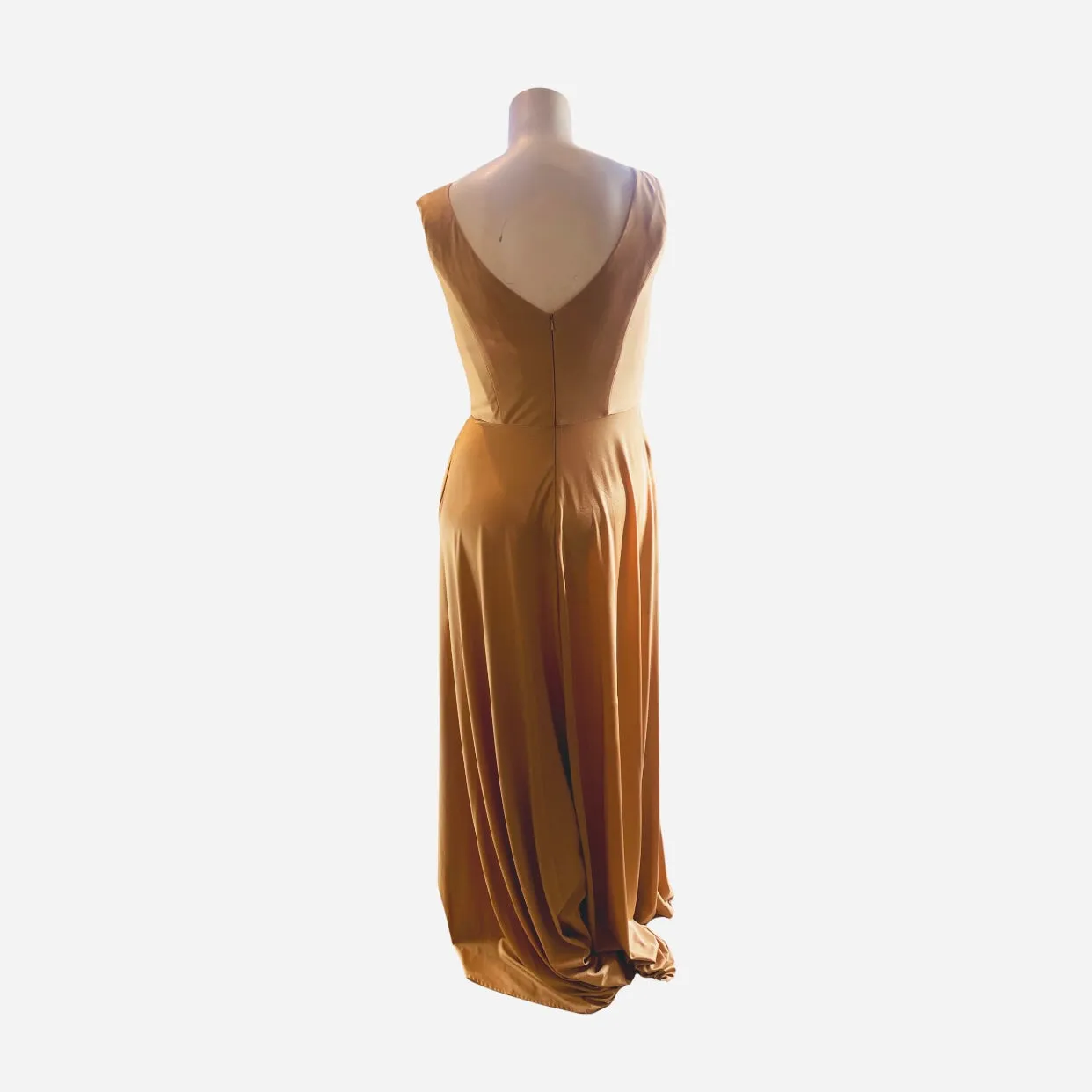 CHRISTINA WU Style 48010 Long Satin Gown Gold Size 14 NWT