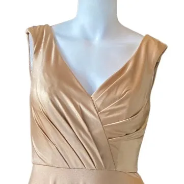 CHRISTINA WU Style 48010 Long Satin Gown Gold Size 14 NWT