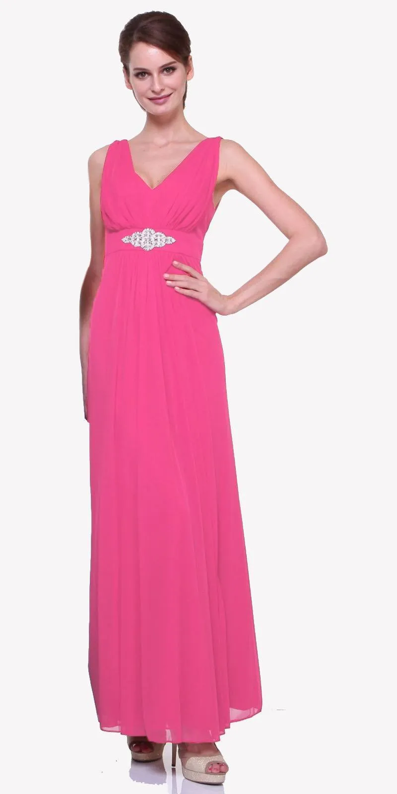 Cinderella Divine 3914 Chiffon Semi Formal Dress Long Empire Waist