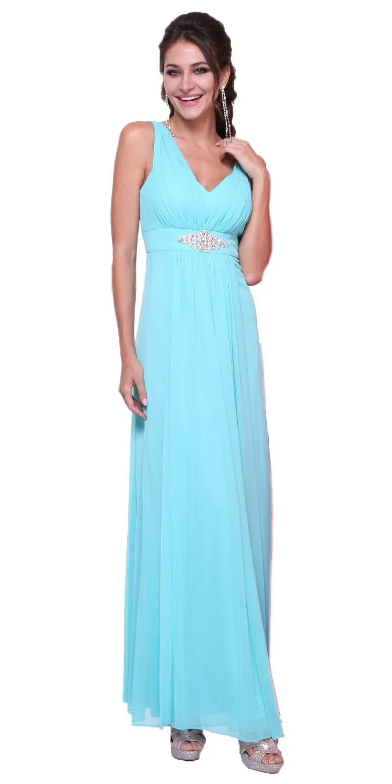 Cinderella Divine 3914 Chiffon Semi Formal Dress Long Empire Waist
