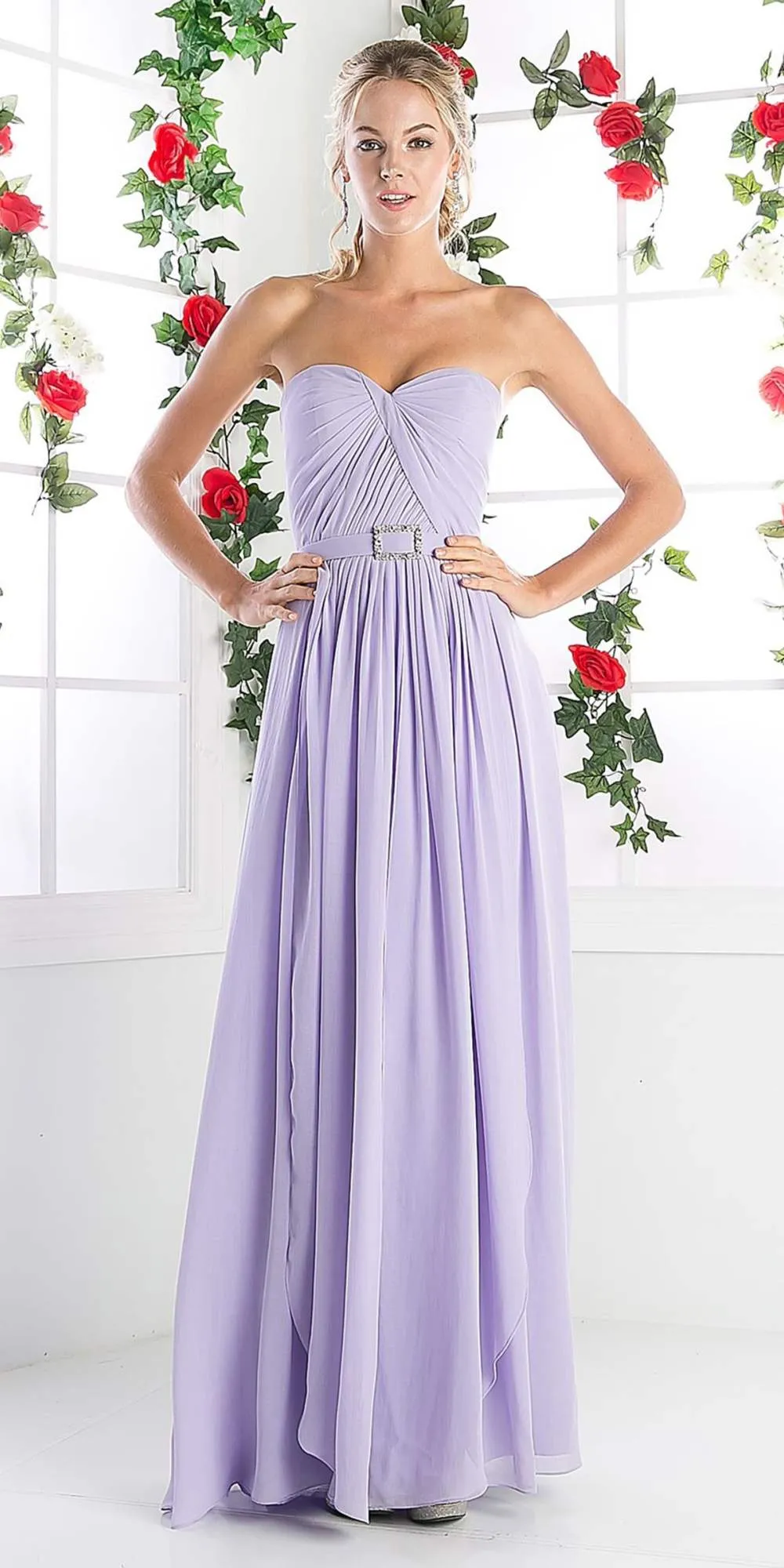 Cinderella Divine C7460 Flowy Chiffon Strapless Dress Full Length Dress
