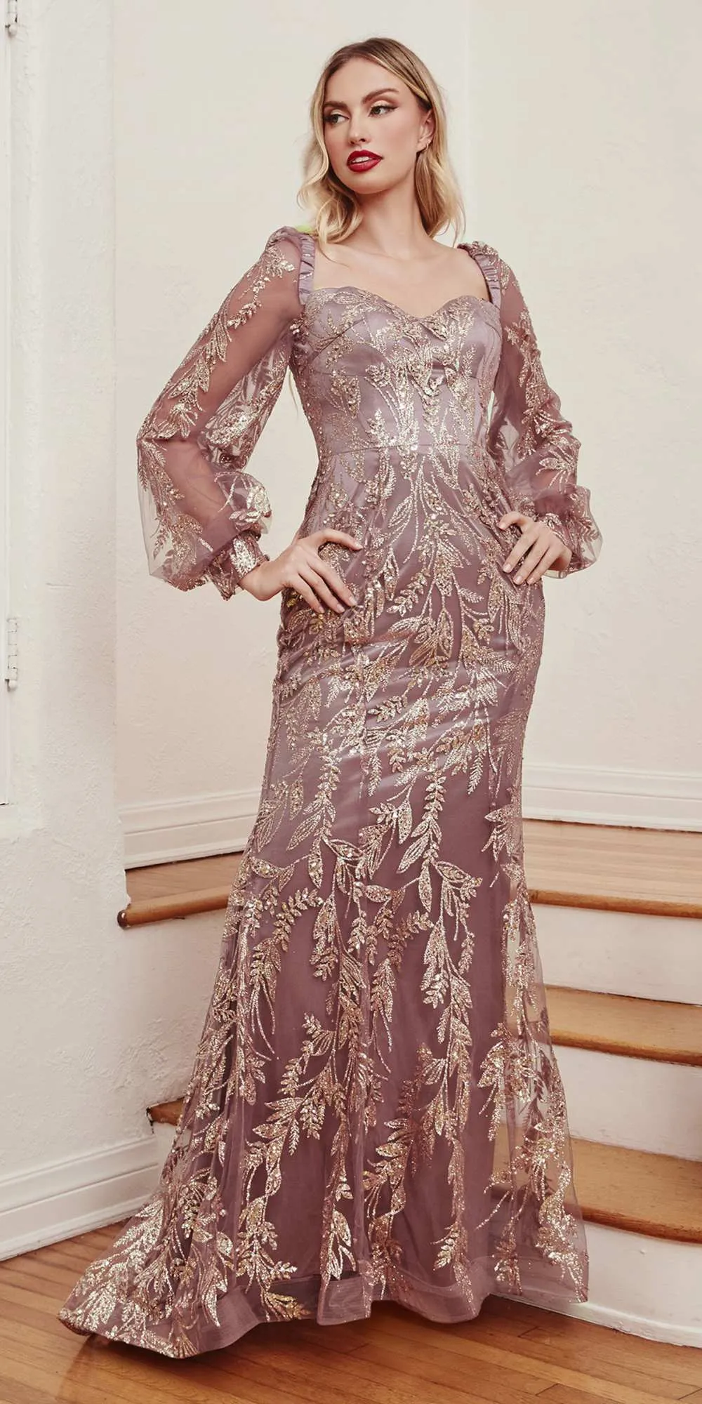 Cinderella Divine J816 Removable Long Sleeve Off the Shoulder Gown