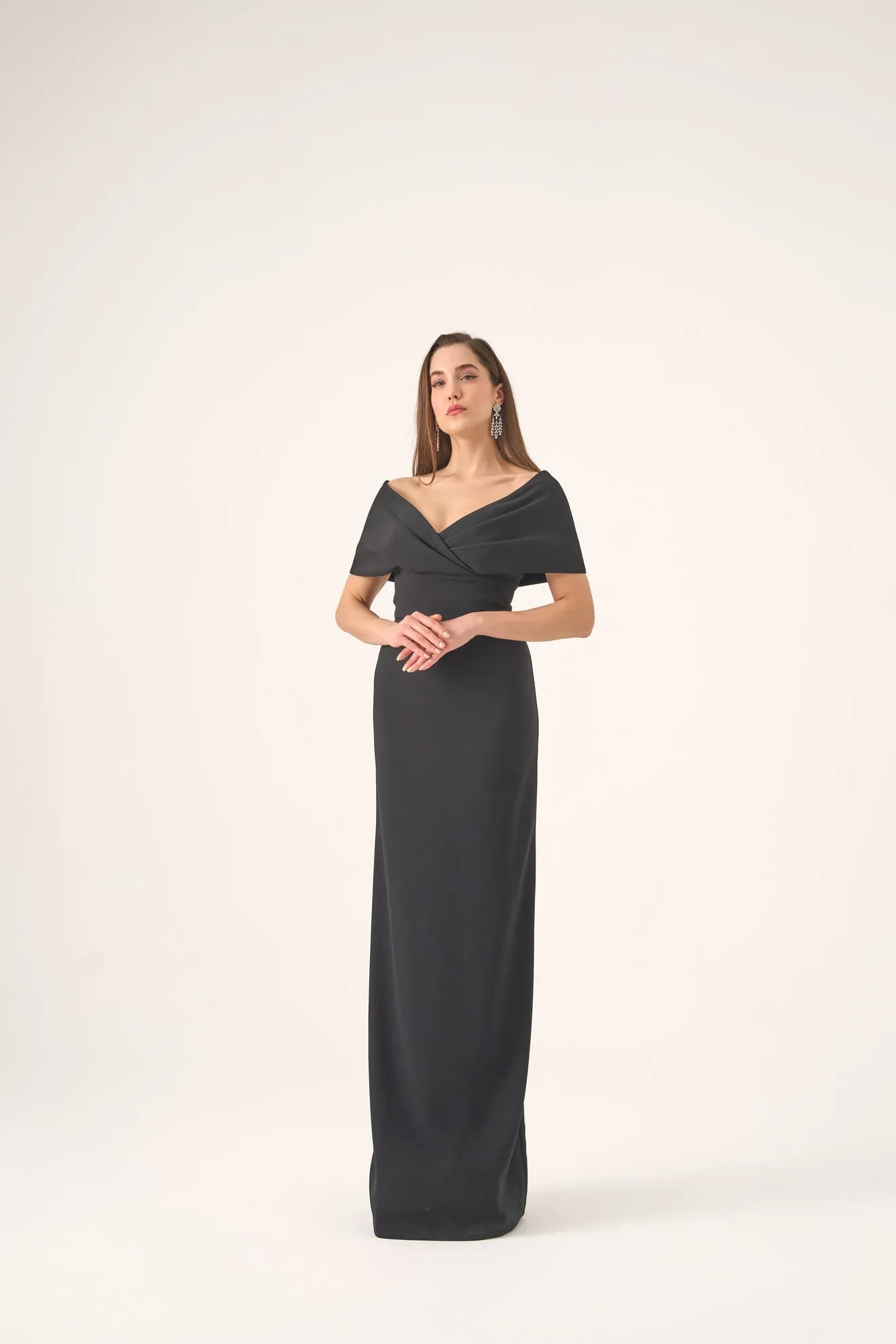Claudia crepe column gown