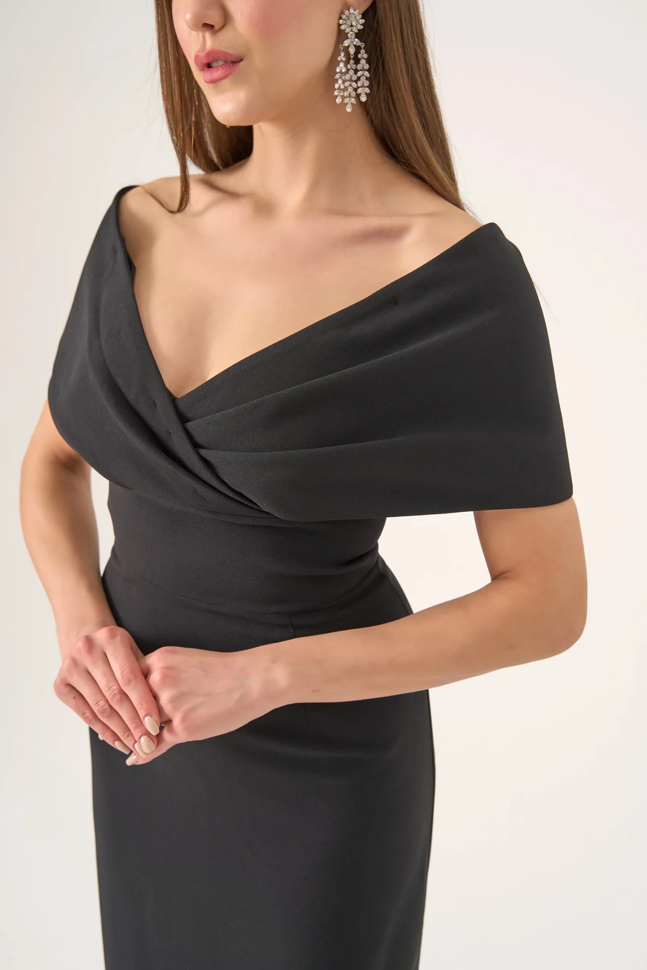 Claudia crepe column gown