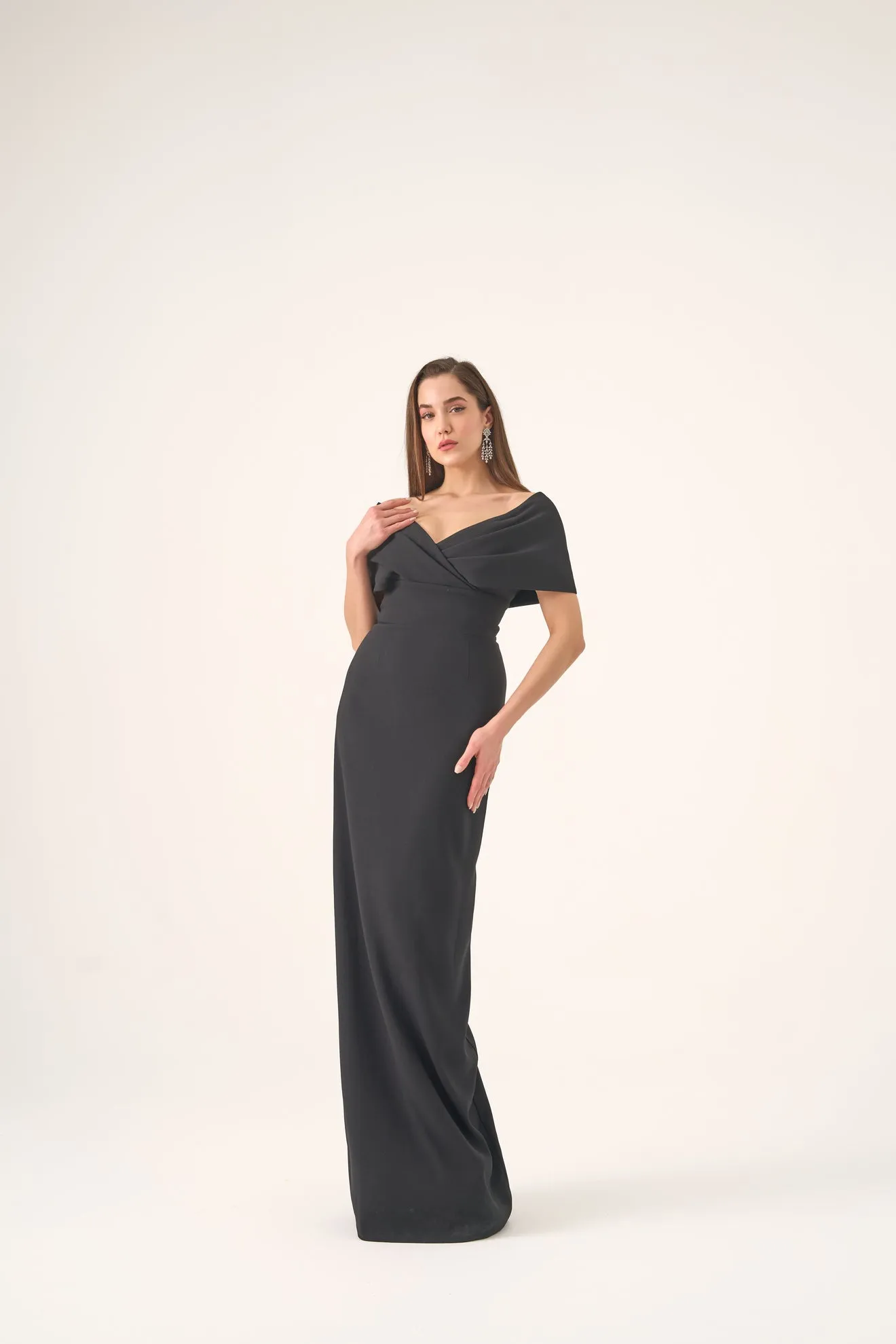 Claudia crepe column gown