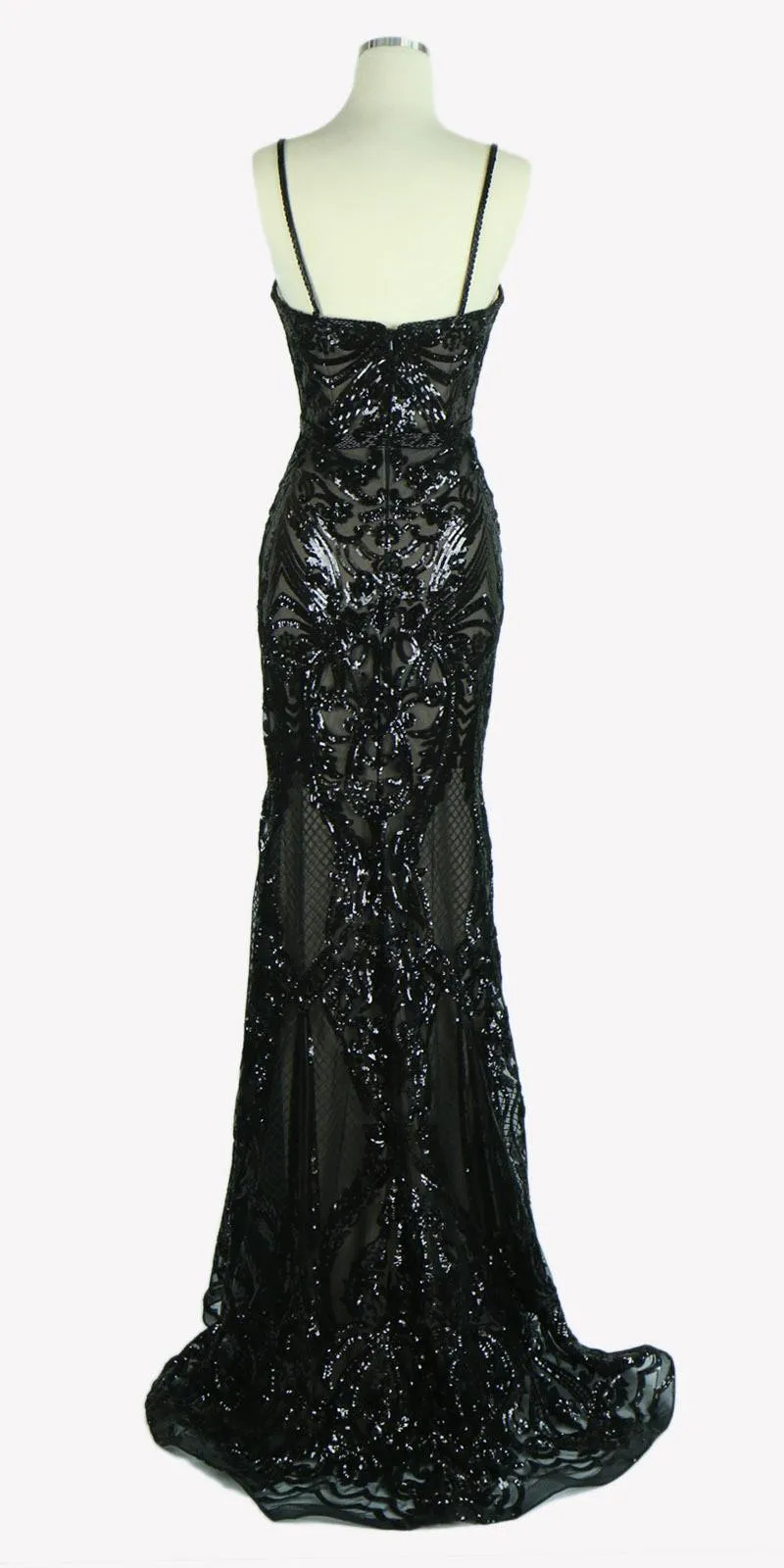 CLEARANCE - Aspeed L1982 Long Sequins Navy Blue Evening Gown V-Neck (Size XS)