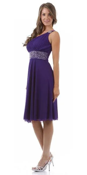 CLEARANCE - CELAVIE 2095S Black Knee Length Dress One Shoulder Includes Bolero Jacket (Size M)