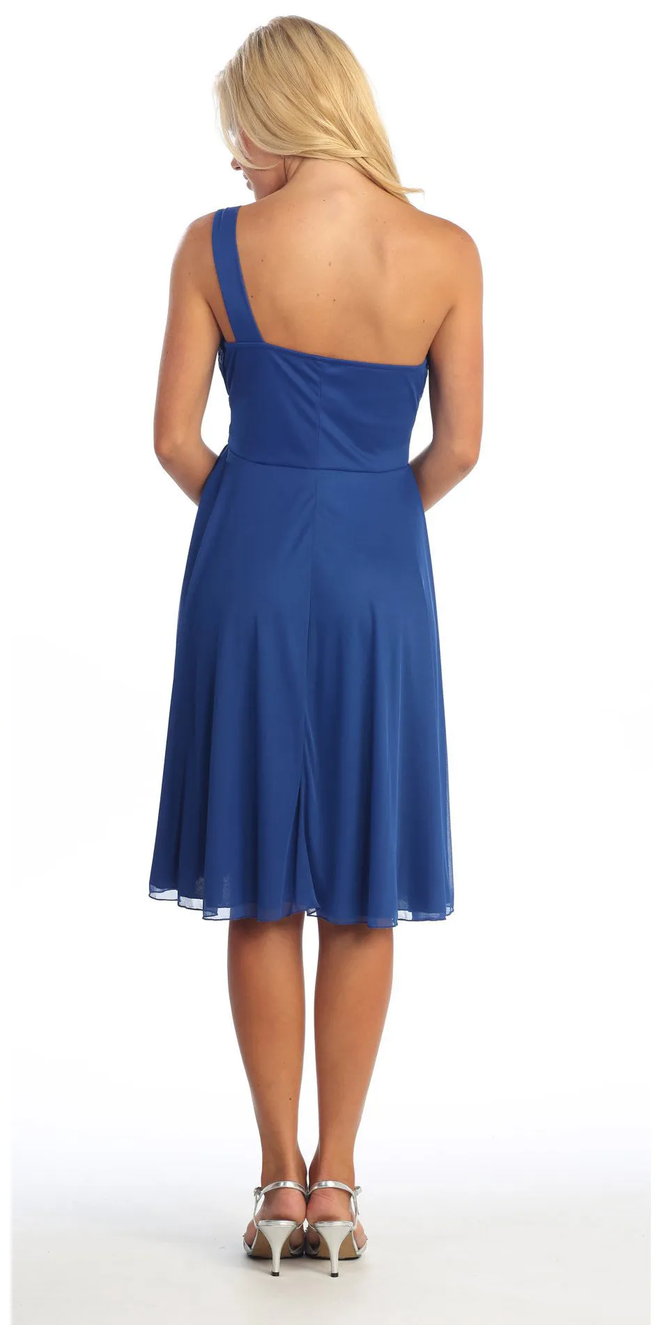 CLEARANCE - CELAVIE 2095S Black Knee Length Dress One Shoulder Includes Bolero Jacket (Size M)