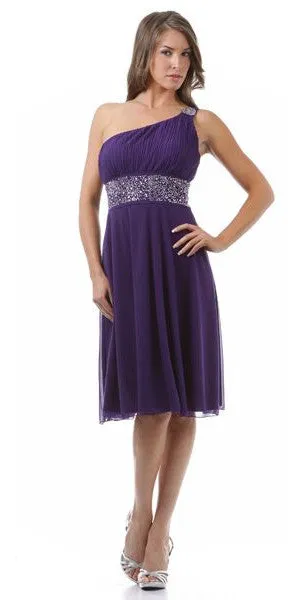 CLEARANCE - CELAVIE 2095S Black Knee Length Dress One Shoulder Includes Bolero Jacket (Size M)