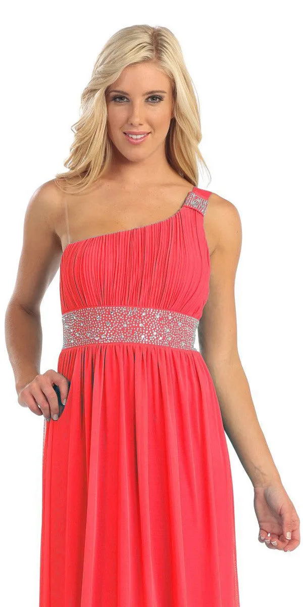 CLEARANCE - CELAVIE 2095S Black Knee Length Dress One Shoulder Includes Bolero Jacket (Size M)