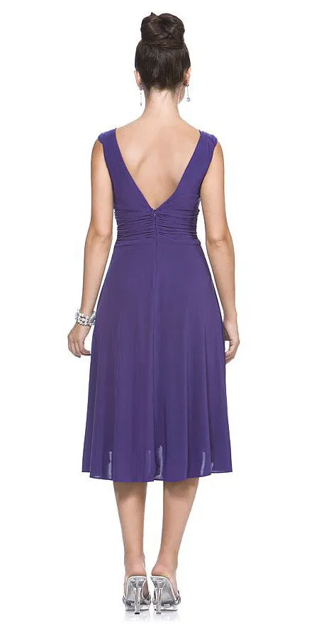 CLEARANCE - Royal Blue Dinner Cruise Evening Dress Knee Length (Size XL)