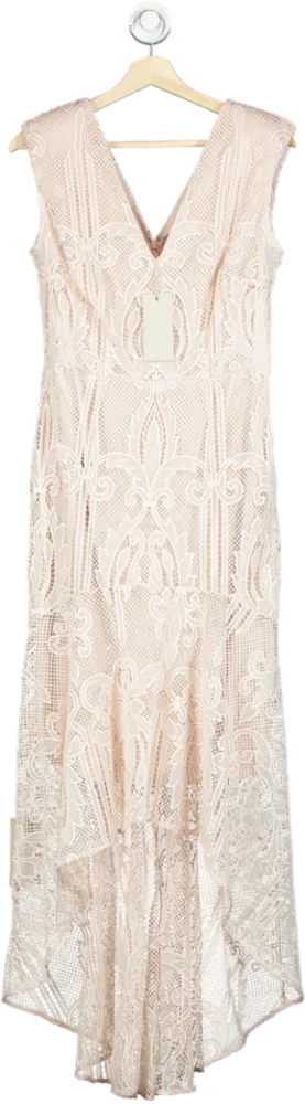 Coast Blush Pink Lace High Low Peplum Dress UK 12
