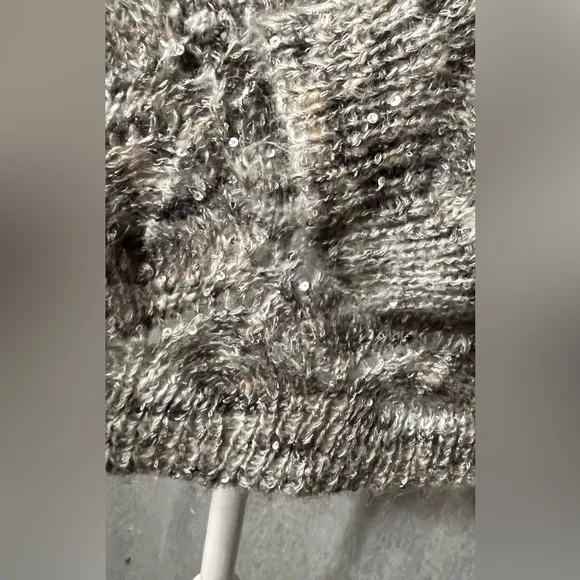 COLDWATER CREEK Sequin Swirl Open Cardigan Gray Sz 2X 20-22 $110 Brand New