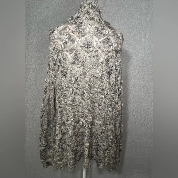 COLDWATER CREEK Sequin Swirl Open Cardigan Gray Sz 2X 20-22 $110 Brand New