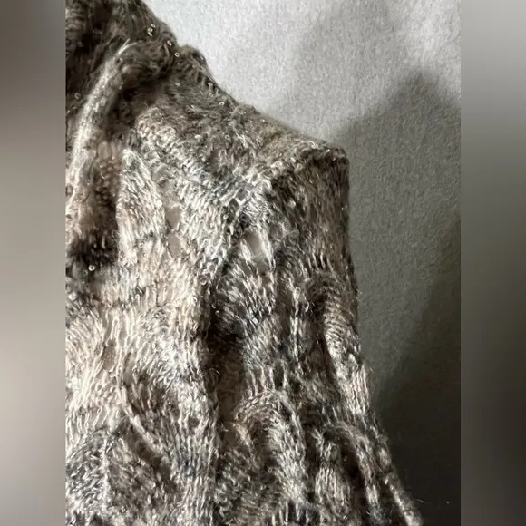 COLDWATER CREEK Sequin Swirl Open Cardigan Gray Sz 2X 20-22 $110 Brand New