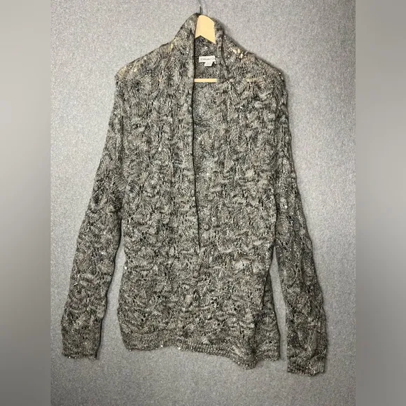 COLDWATER CREEK Sequin Swirl Open Cardigan Gray Sz 2X 20-22 $110 Brand New