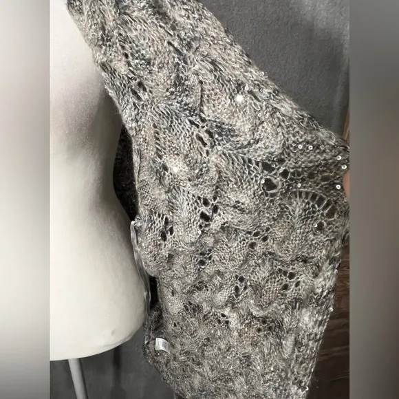 COLDWATER CREEK Sequin Swirl Open Cardigan Gray Sz 2X 20-22 $110 Brand New