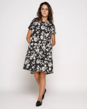 Contrast Babydoll Floral Dress