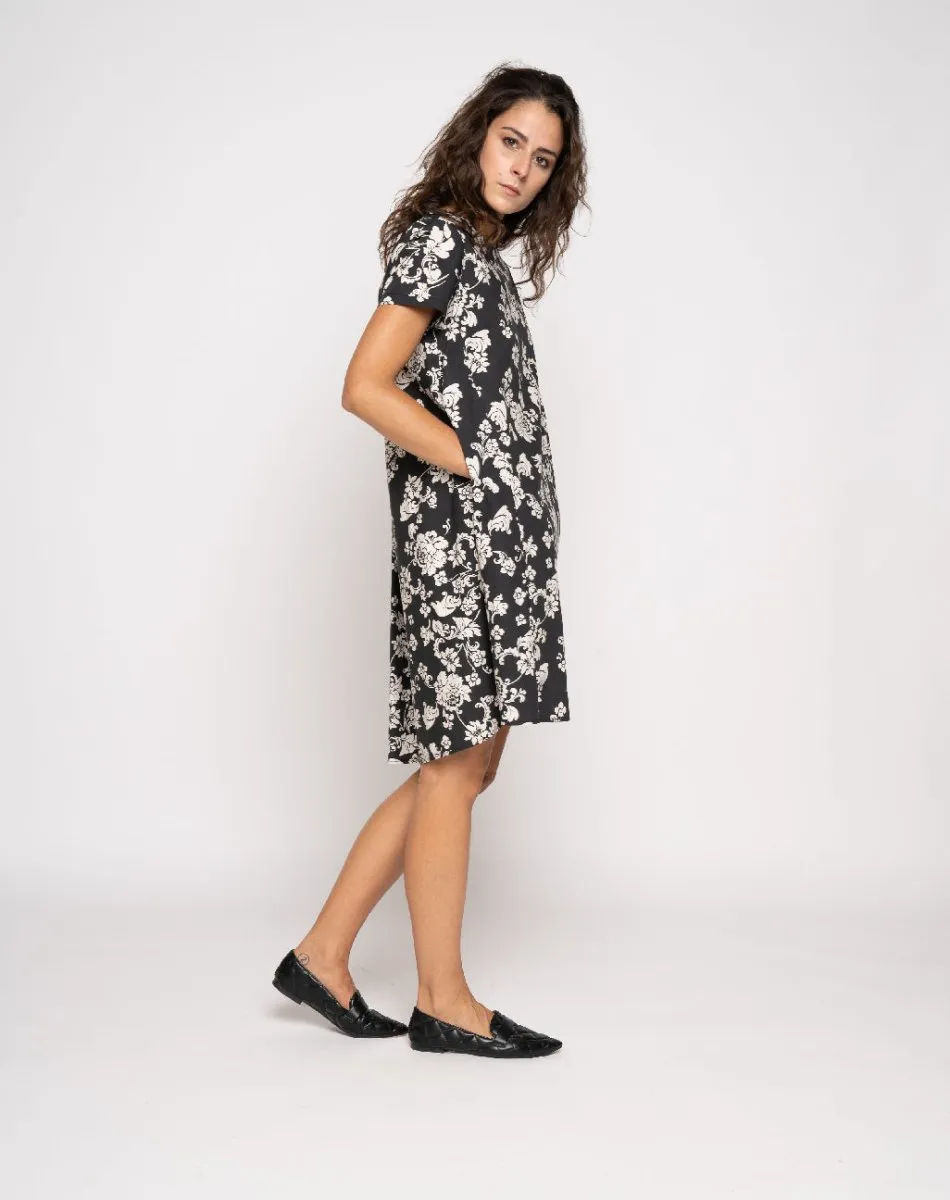 Contrast Babydoll Floral Dress