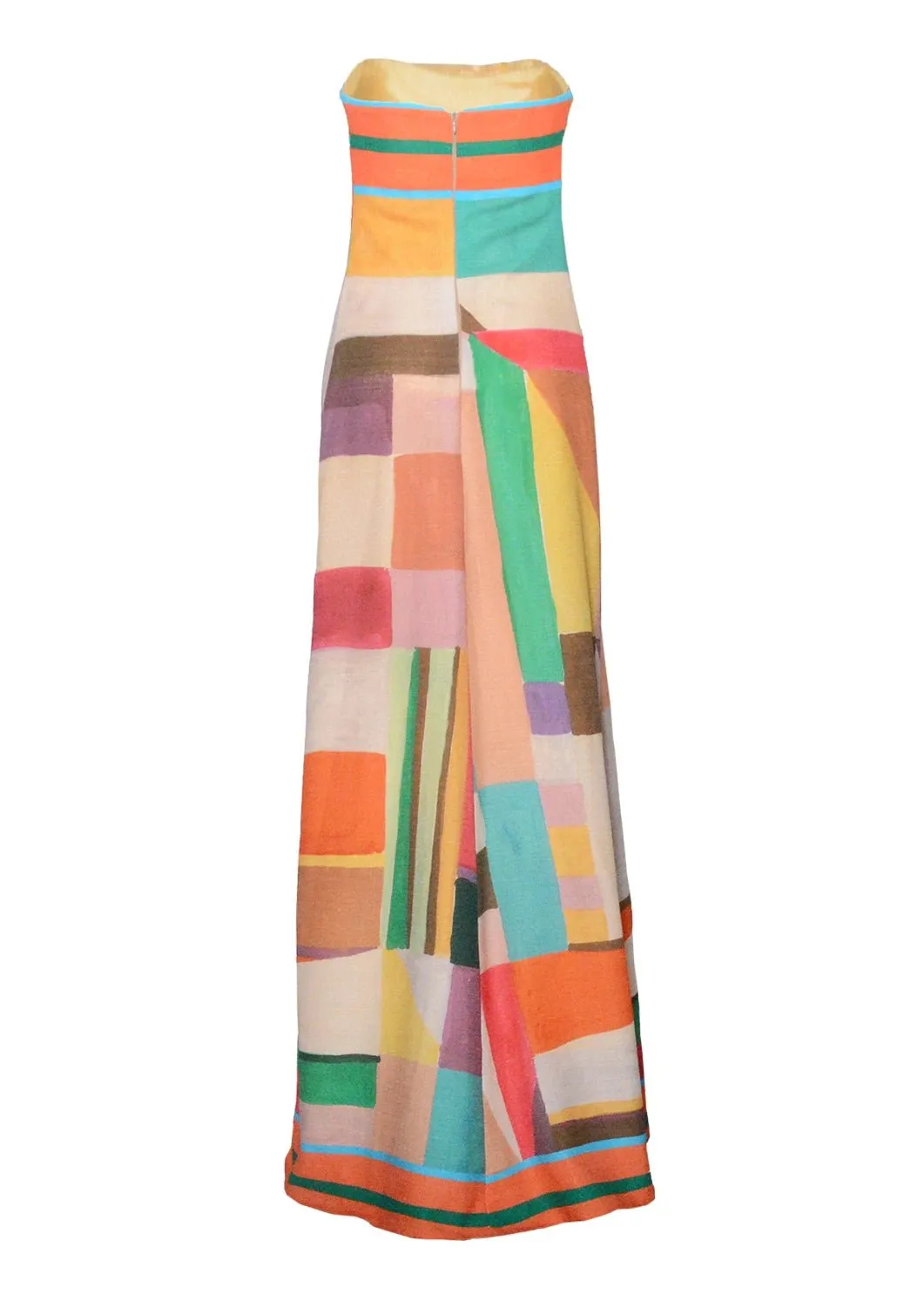 Côte d’Azur Grand Plaid Column Bustier With Slit