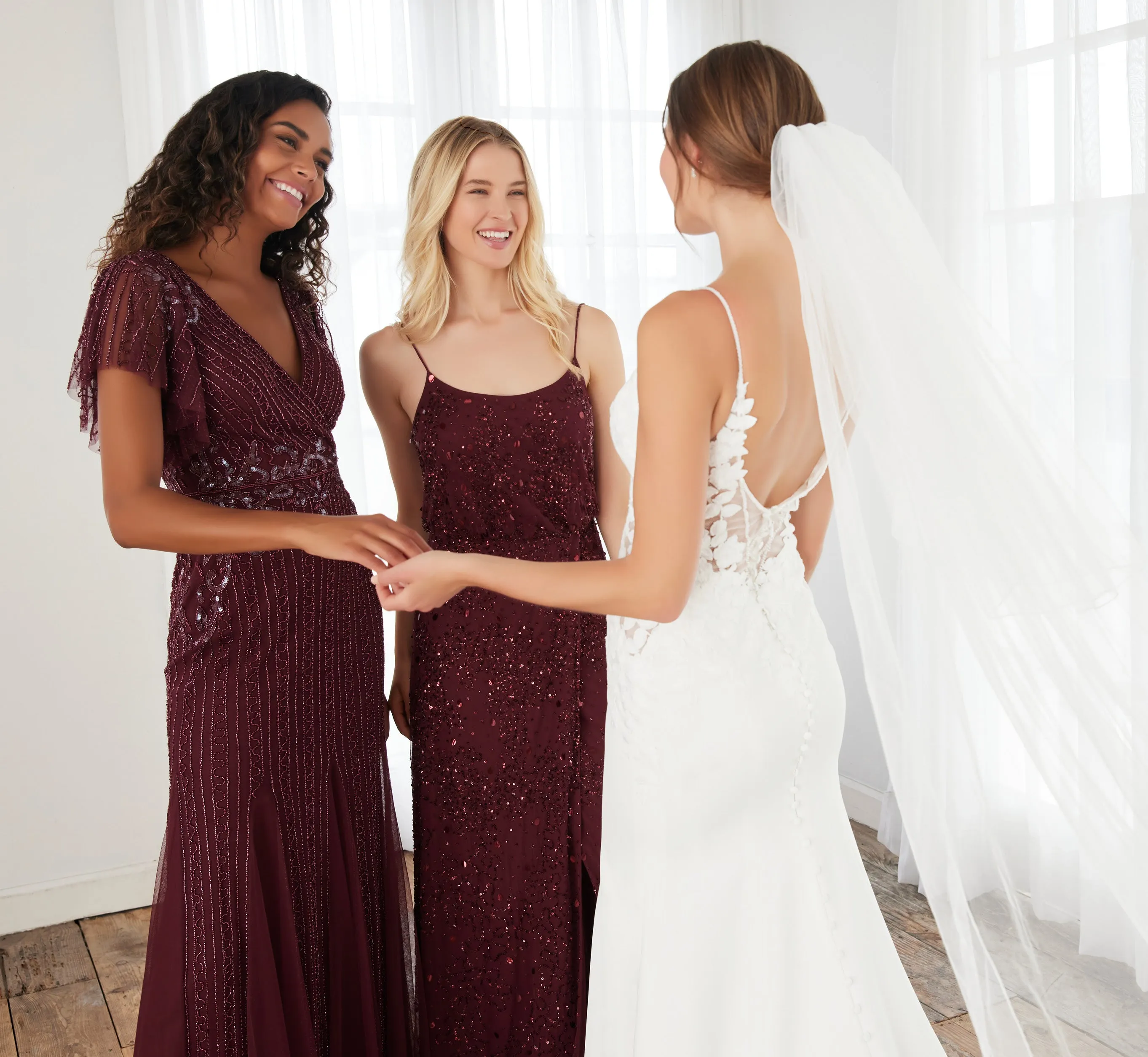 Crepe And Lace Fit-And-Flare Gown With Detachable Long Sleeves In Ivory Nude