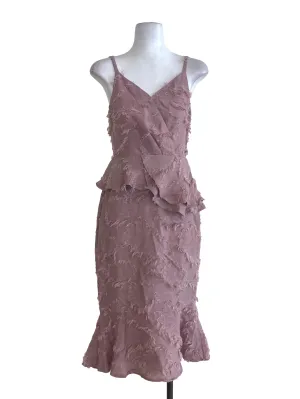 Crepe Peplum Fur Dress TCL