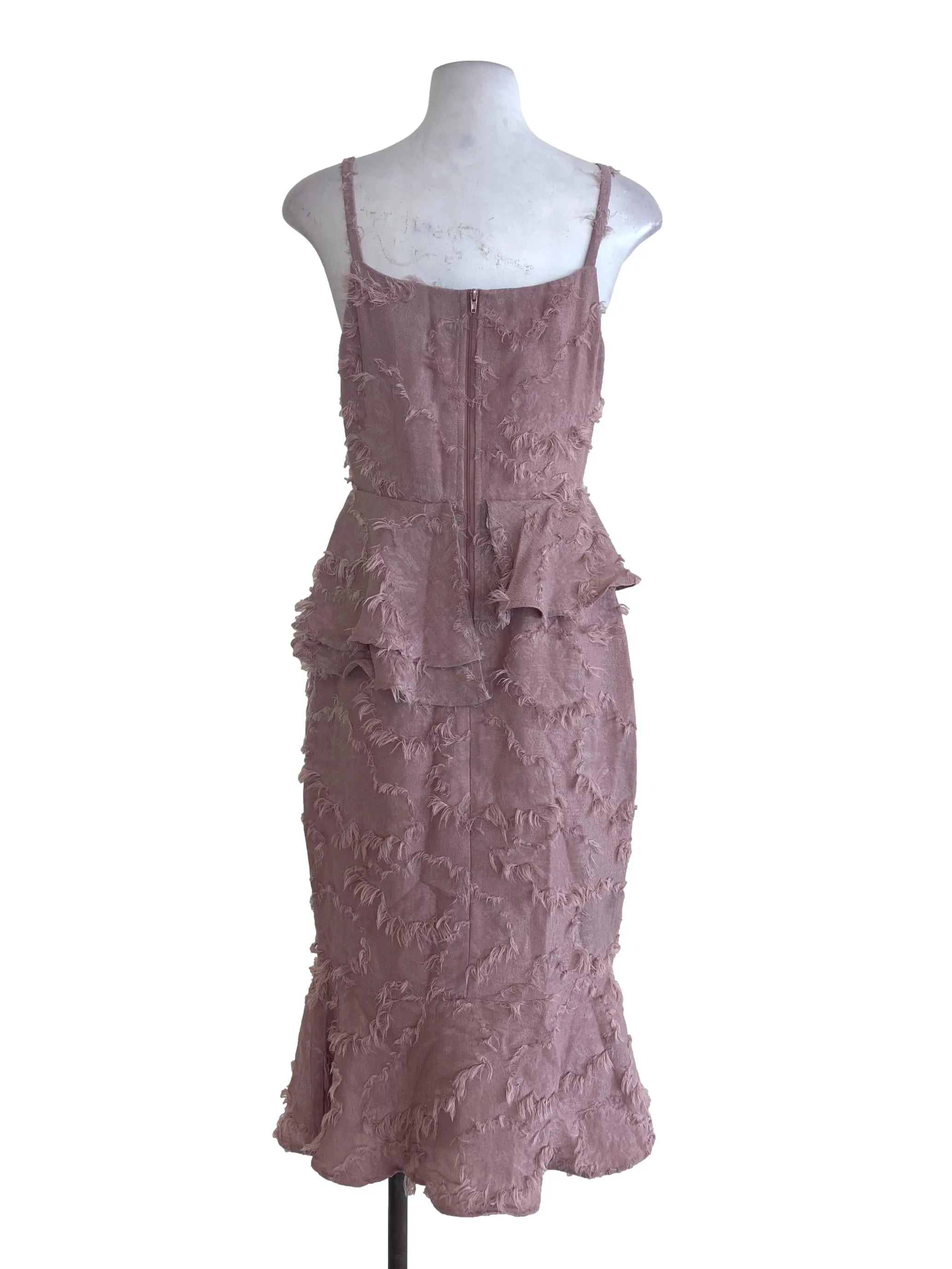 Crepe Peplum Fur Dress TCL