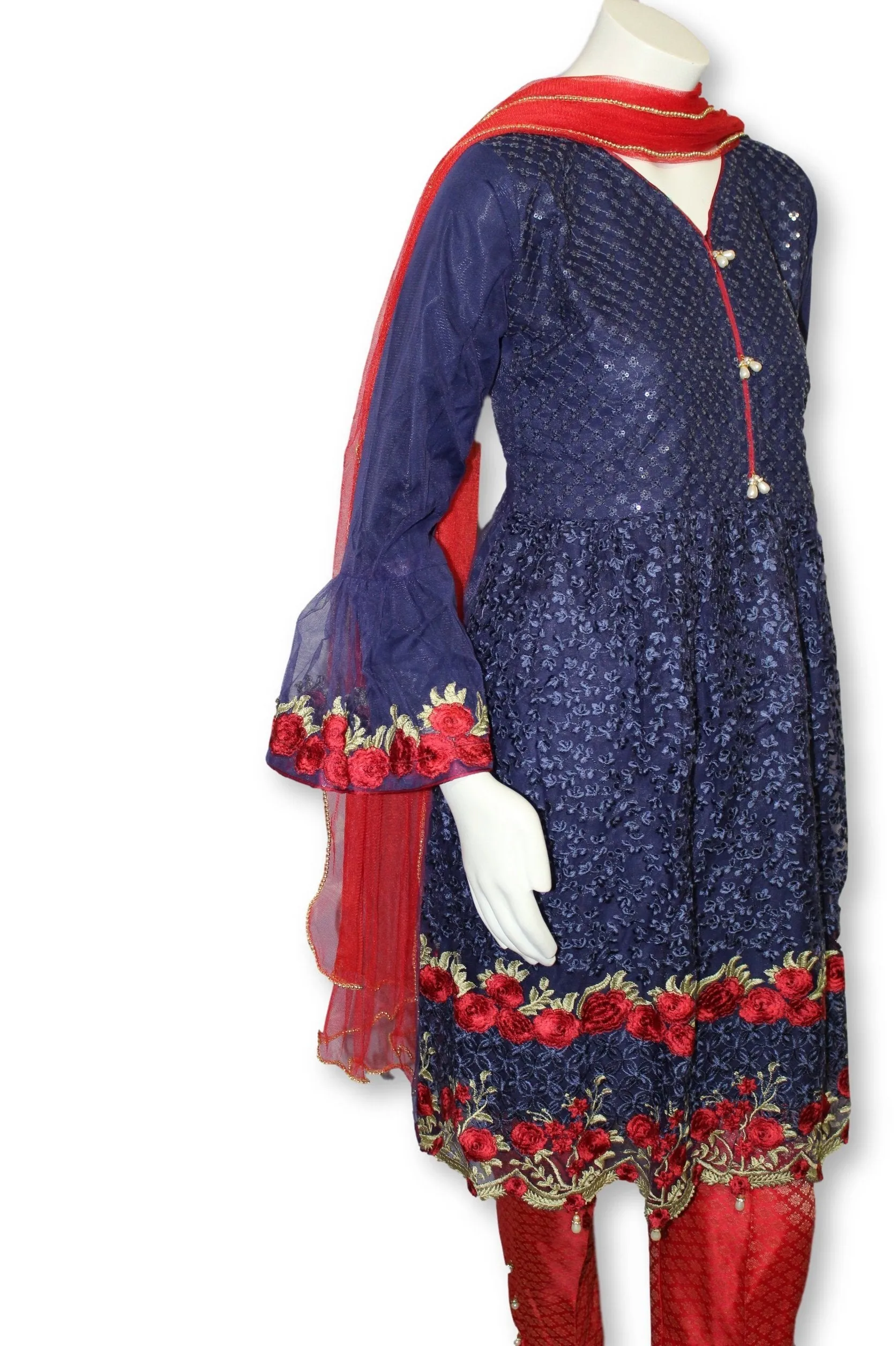 D02 Pakistani Indian Women 3 Piece Semi Formal Dress