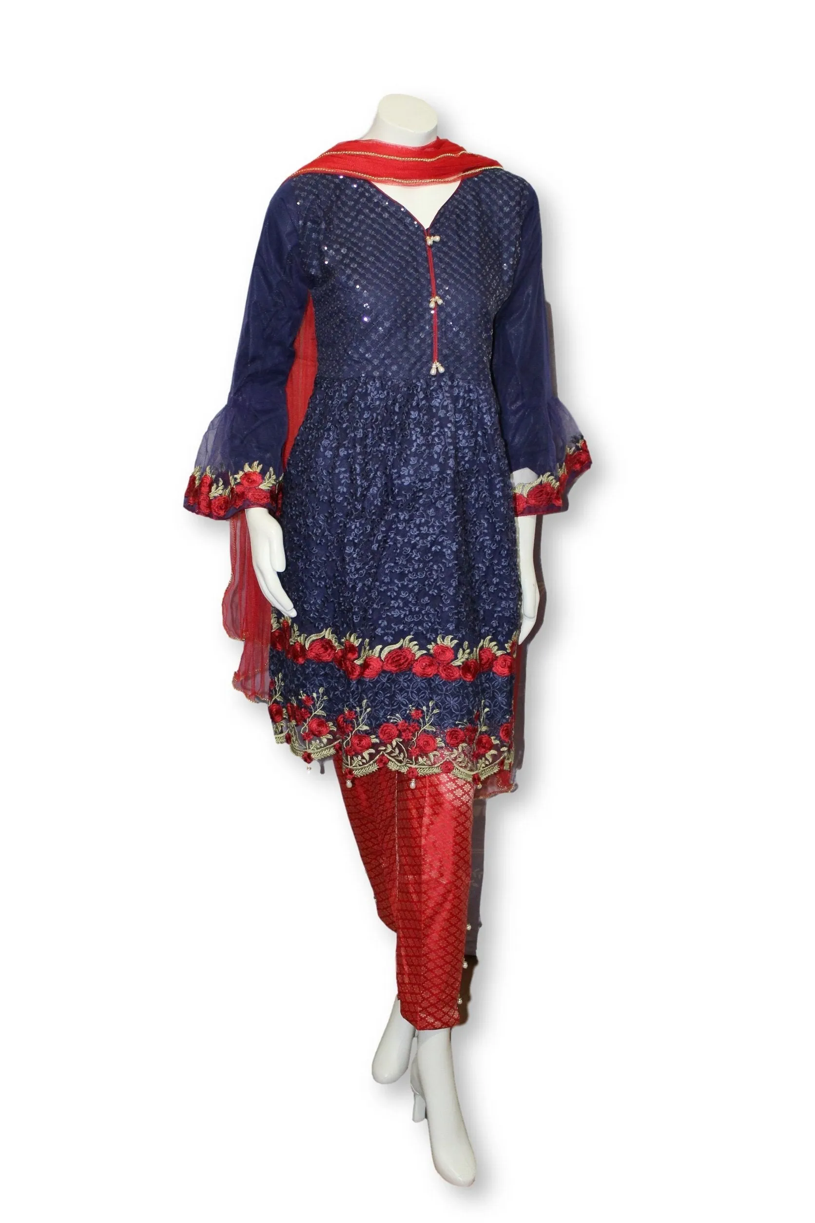 D02 Pakistani Indian Women 3 Piece Semi Formal Dress