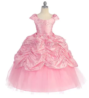 D0555 Embroidered Curtain Detail Dress (4 Diff. Colors)