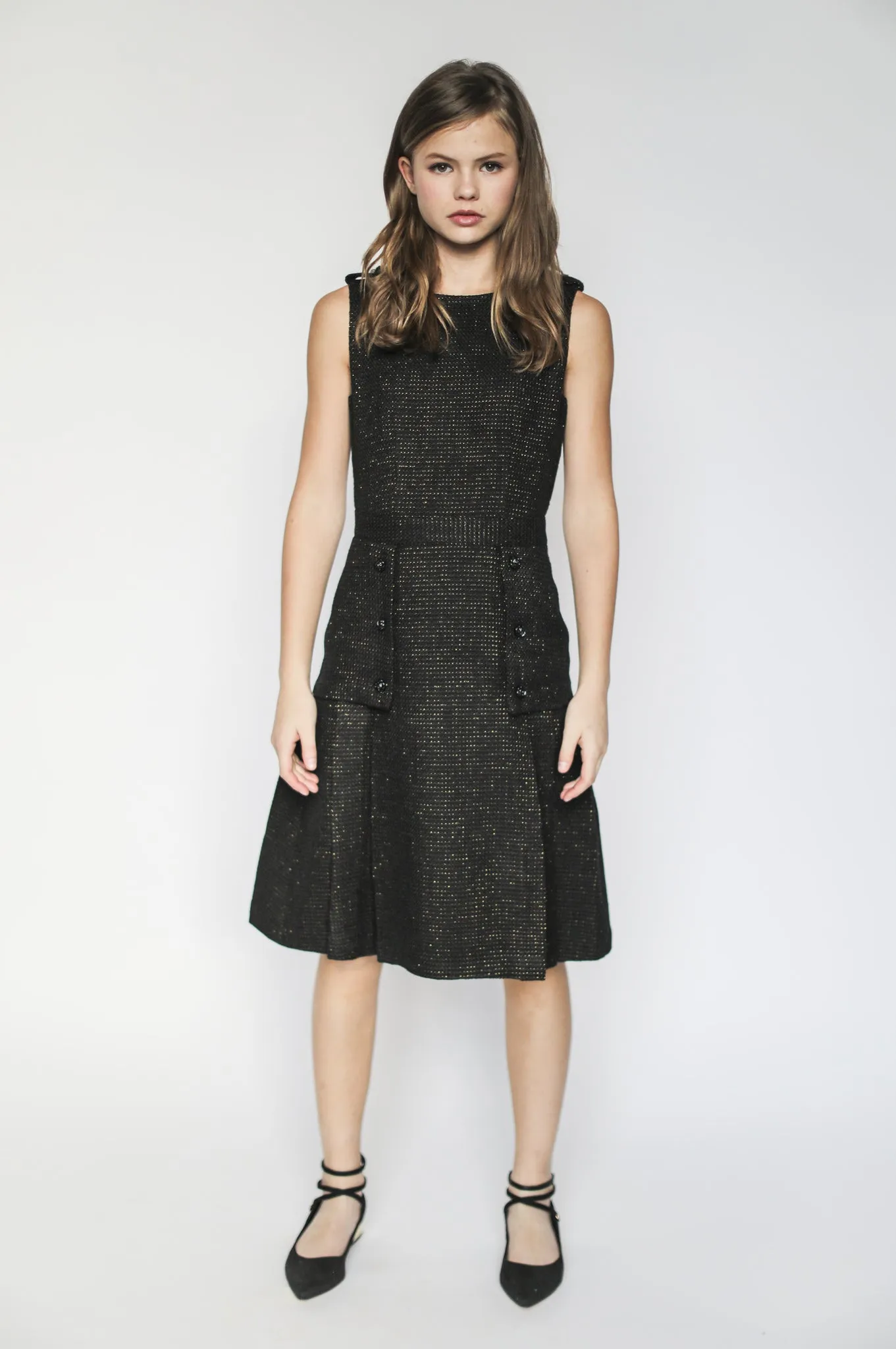 Daphne dress (black with gold metallic thread)