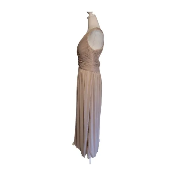 Davids Bridal Criss-Cross Ruched Bust Empire Waist Long Formal Dress Sz 10 EUC