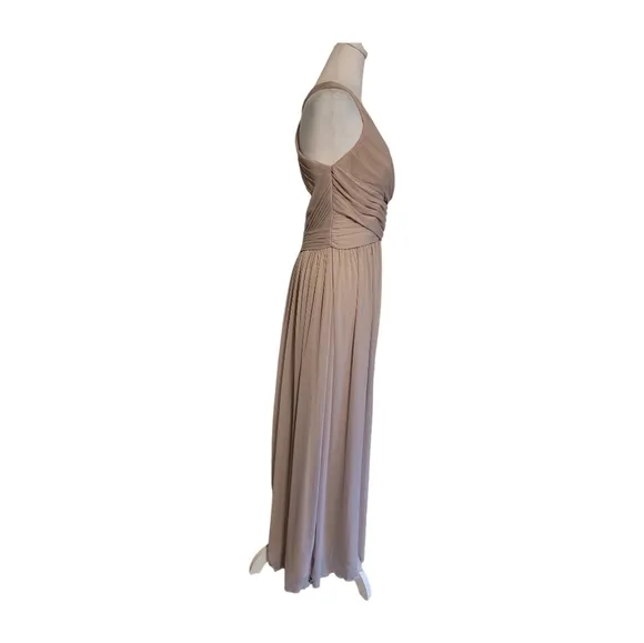 Davids Bridal Criss-Cross Ruched Bust Empire Waist Long Formal Dress Sz 10 EUC