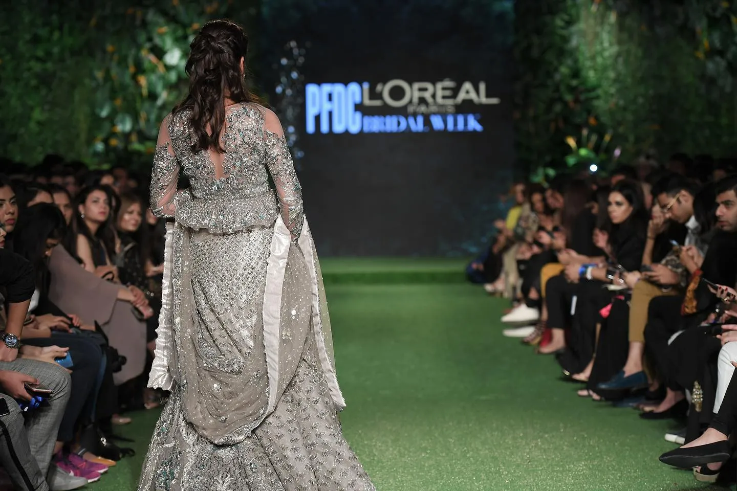 Designer Embellished Grey Peplum Choli Lehenga Attire