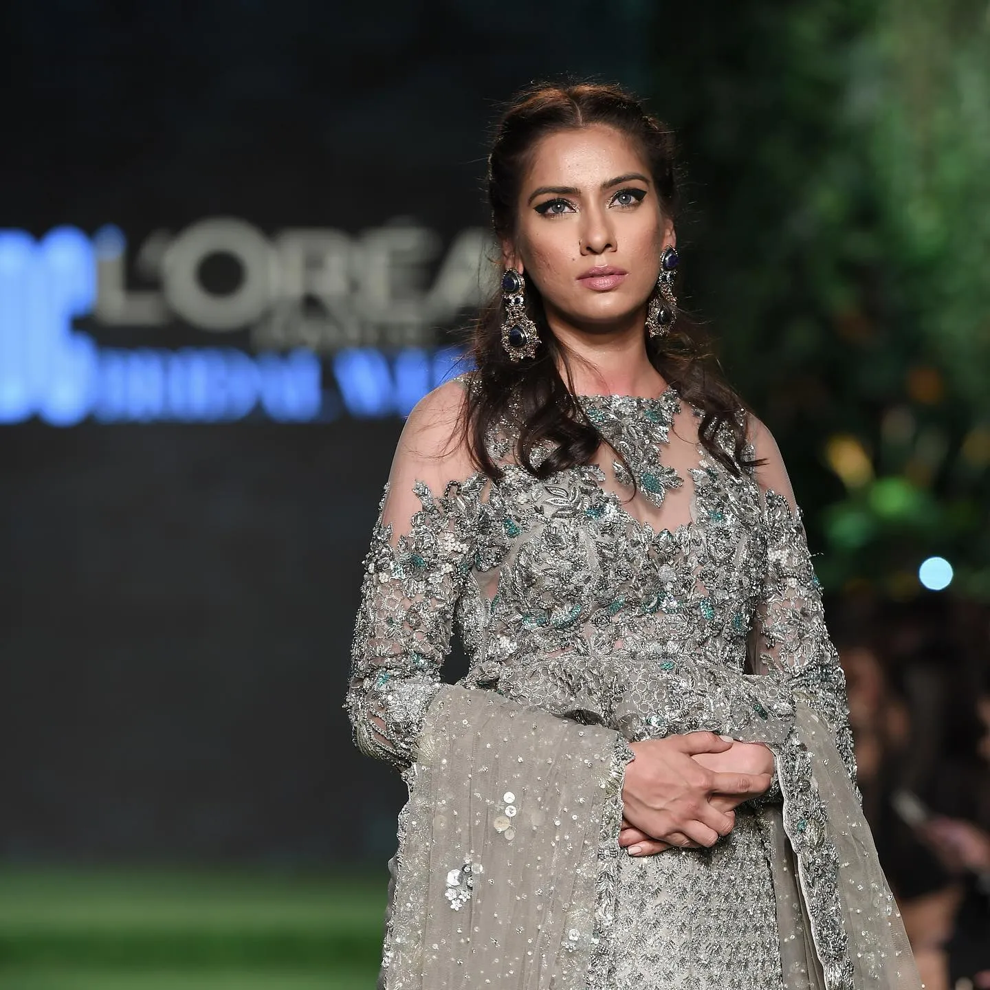 Designer Embellished Grey Peplum Choli Lehenga Attire