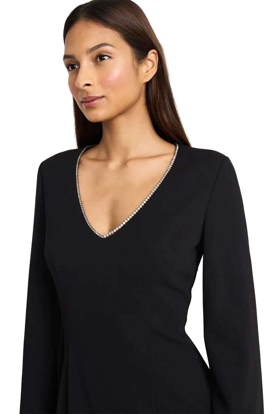 Donna Morgan Rhinestone-Trim Fit & Flare Mini Dress