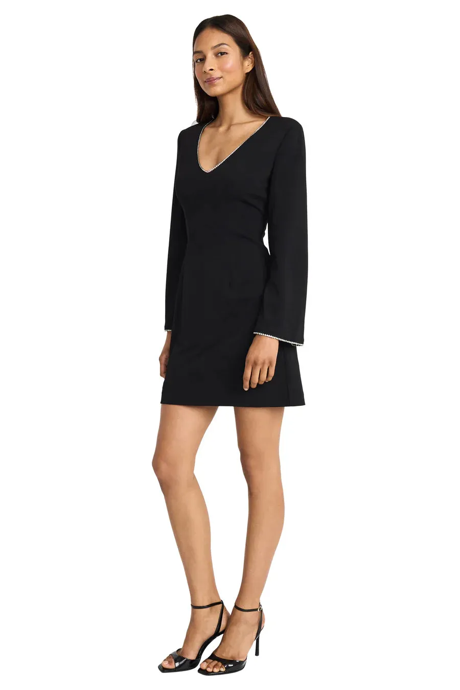 Donna Morgan Rhinestone-Trim Fit & Flare Mini Dress