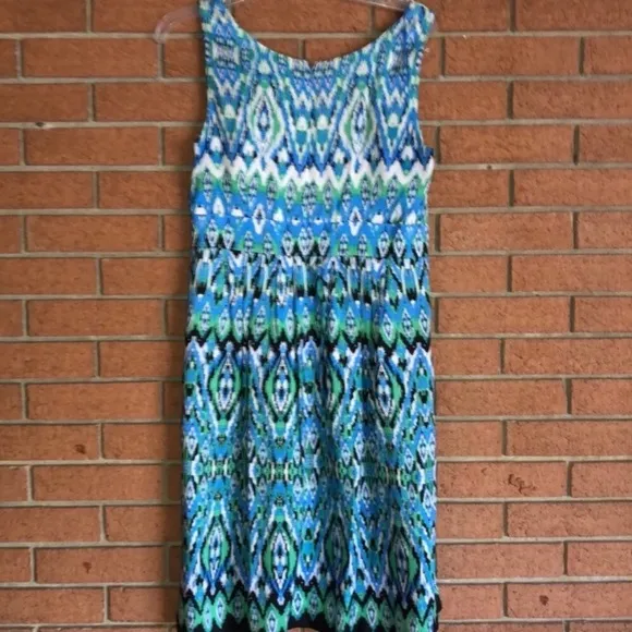 🦚DONNA MORGAN🦚IKAT PRINTED FIT AND FLARE DRESS🦚