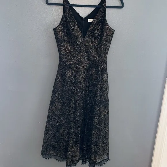 Dress the Population Gold and Black Floral Lace Formal Dress