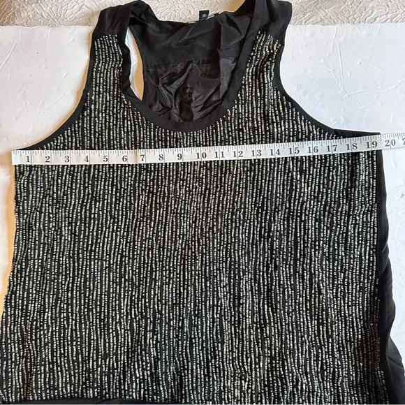 Eileen Fisher 100% Silk U-Neck Sequin Rivulet Black Cocktail Dress- Size Medium